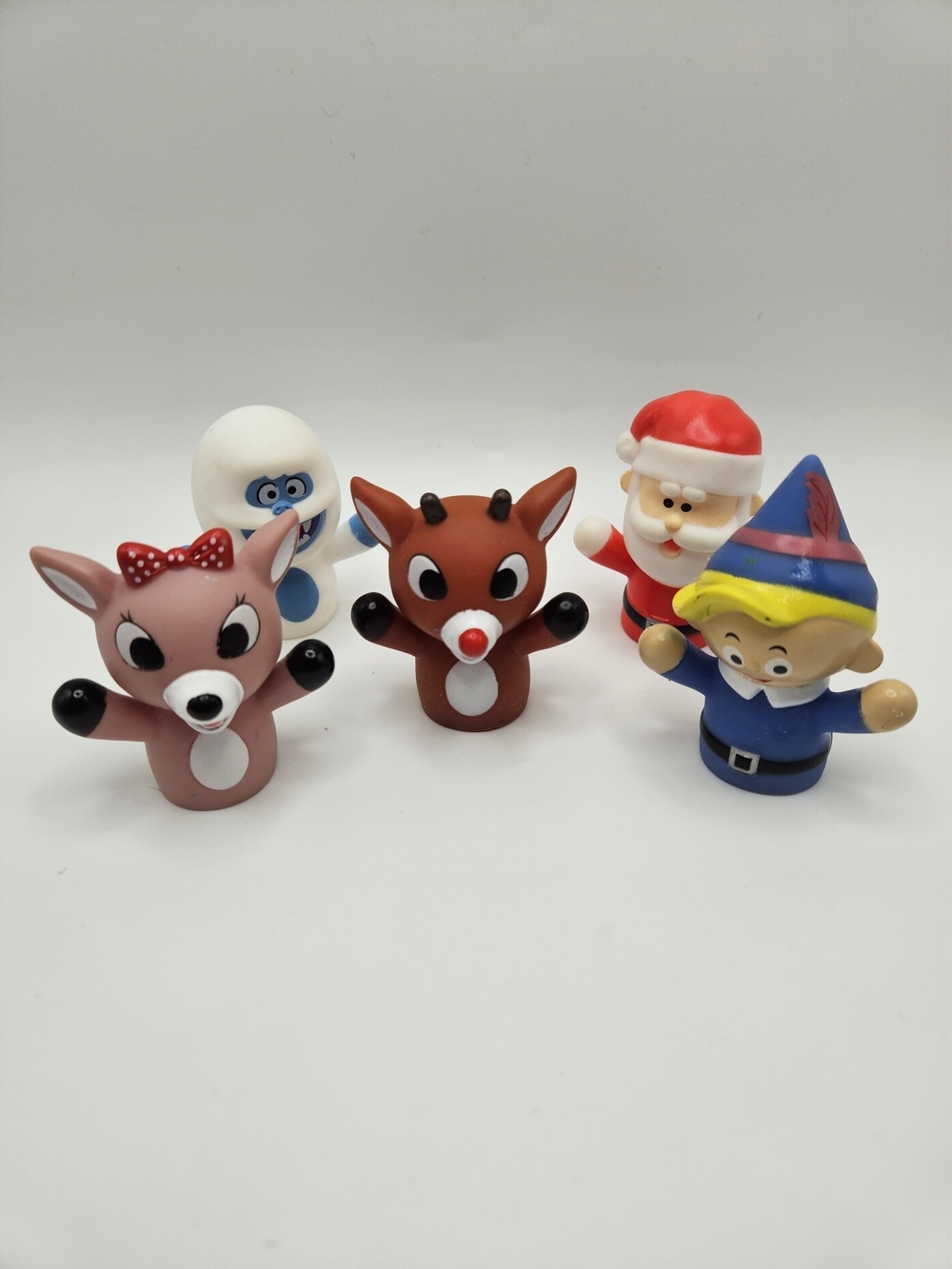 RUDOLPH the Red-Nosed Reindeer Rubber Finger Puppets Set 5 Christmas